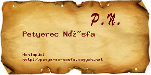 Petyerec Násfa névjegykártya
